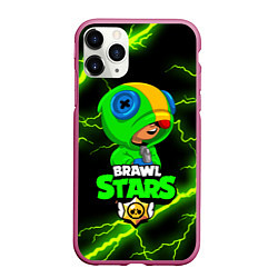 Чехол iPhone 11 Pro матовый BRAWL STARS LEON, цвет: 3D-малиновый