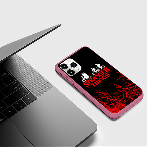 Чехол iPhone 11 Pro матовый STRANGER THINGS / 3D-Малиновый – фото 3