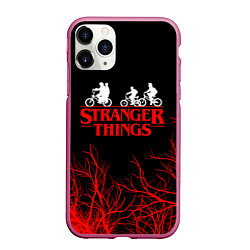 Чехол iPhone 11 Pro матовый STRANGER THINGS, цвет: 3D-малиновый