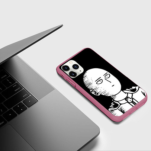 Чехол iPhone 11 Pro матовый ONE-PUNCH MAN / 3D-Малиновый – фото 3
