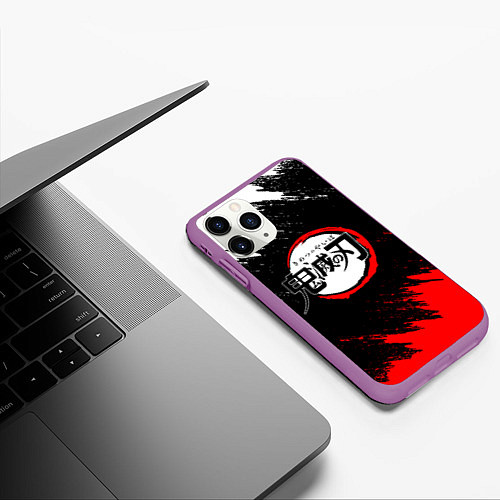 Чехол iPhone 11 Pro матовый KIMETSU NO YAIBA / 3D-Фиолетовый – фото 3