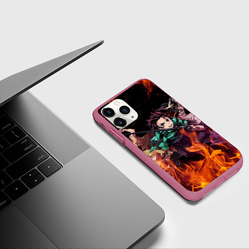 Чехол iPhone 11 Pro матовый KIMETSU NO YAIBA / 3D-Малиновый – фото 3
