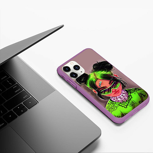 Чехол iPhone 11 Pro матовый BILLIE EILISH / 3D-Фиолетовый – фото 3