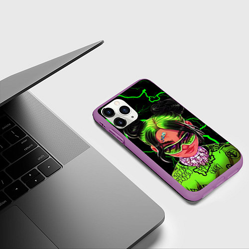 Чехол iPhone 11 Pro матовый BILLIE EILISH / 3D-Фиолетовый – фото 3
