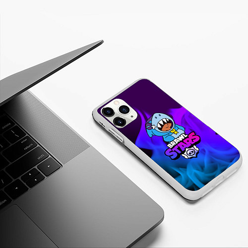 Чехол iPhone 11 Pro матовый BRAWL STARS LEON SHARK / 3D-Белый – фото 3