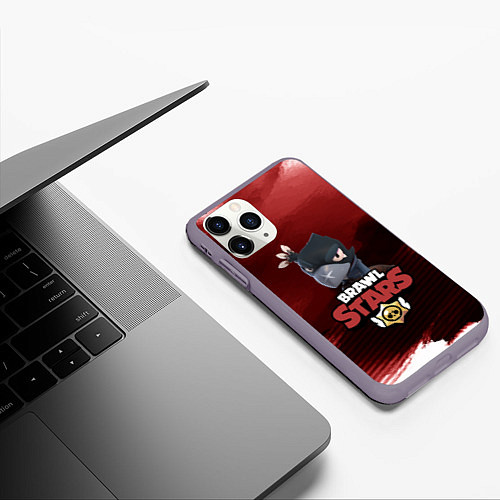 Чехол iPhone 11 Pro матовый BRAWL STARS CROW / 3D-Серый – фото 3