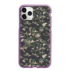 Чехол iPhone 11 Pro матовый Пиксельный камуфляж, цвет: 3D-фиолетовый