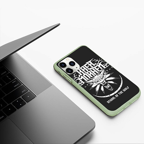 Чехол iPhone 11 Pro матовый The Witcher 3: Wild Hunt / 3D-Салатовый – фото 3