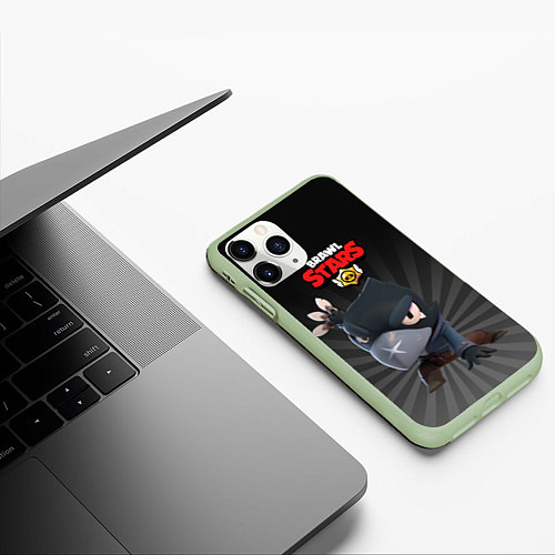 Чехол iPhone 11 Pro матовый Brawl Stars Crow / 3D-Салатовый – фото 3