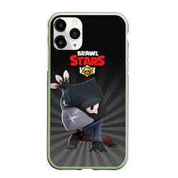 Чехол iPhone 11 Pro матовый Brawl Stars Crow, цвет: 3D-салатовый