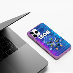 Чехол iPhone 11 Pro матовый BRAWL STARS LEON ОБОРОТЕНЬ, цвет: 3D-фиолетовый — фото 2