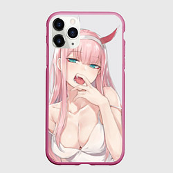 Чехол iPhone 11 Pro матовый Ahegao, цвет: 3D-малиновый