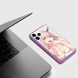Чехол iPhone 11 Pro матовый Ahegao, цвет: 3D-фиолетовый — фото 2