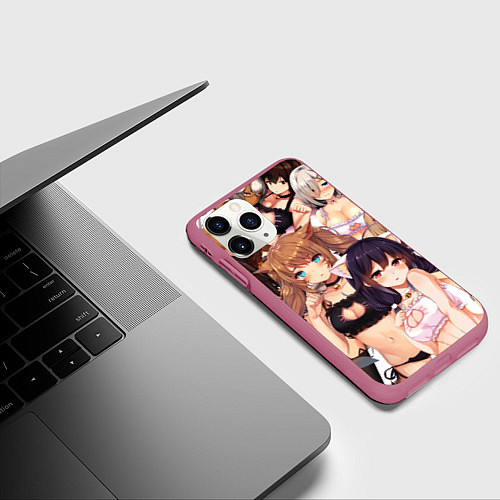 Чехол iPhone 11 Pro матовый Ahegao / 3D-Малиновый – фото 3
