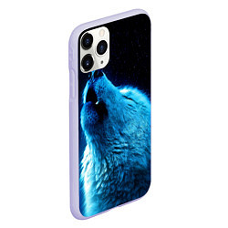 Чехол iPhone 11 Pro матовый Волк воет на луну, цвет: 3D-светло-сиреневый — фото 2