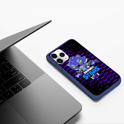 Чехол iPhone 11 Pro матовый BRAWL STARS LEON ОБОРОТЕНЬ / 3D-Тёмно-синий – фото 3