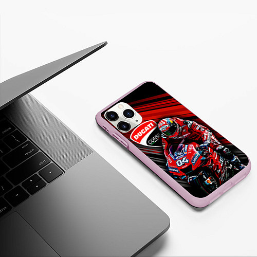 Чехол iPhone 11 Pro матовый Andrea Dovizioso / 3D-Розовый – фото 3