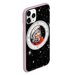 Чехол iPhone 11 Pro матовый Юрий Гагарин звездное небо, цвет: 3D-розовый — фото 2