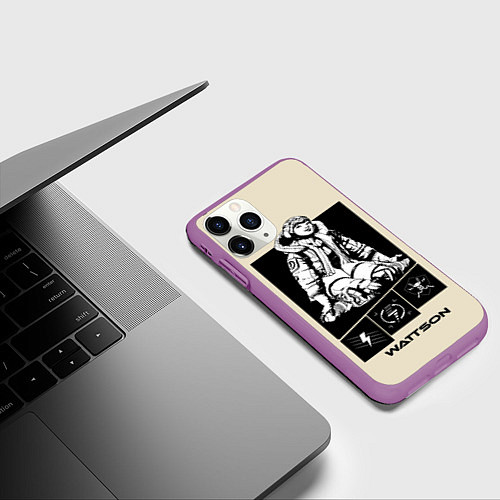 Чехол iPhone 11 Pro матовый Apex Legends Wattson / 3D-Фиолетовый – фото 3