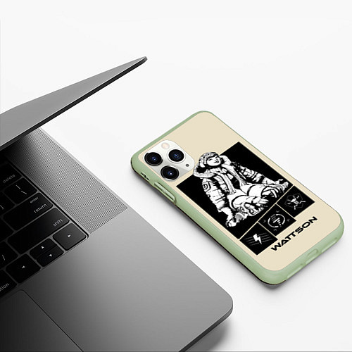 Чехол iPhone 11 Pro матовый Apex Legends Wattson / 3D-Салатовый – фото 3