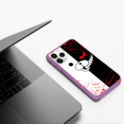 Чехол iPhone 11 Pro матовый MONOKUMA / 3D-Фиолетовый – фото 3