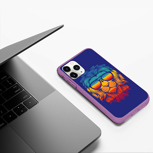 Чехол iPhone 11 Pro матовый LION1 / 3D-Фиолетовый – фото 3