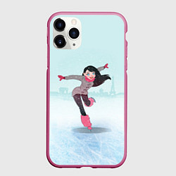 Чехол iPhone 11 Pro матовый Фигурное катание, цвет: 3D-малиновый