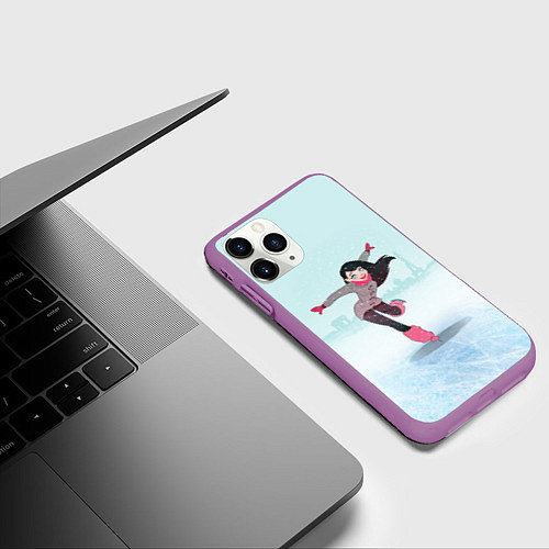 Чехол iPhone 11 Pro матовый Фигурное катание / 3D-Фиолетовый – фото 3