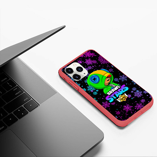 Чехол iPhone 11 Pro матовый BRAWL STARS НОВОГОДНИЙ / 3D-Красный – фото 3