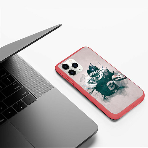 Чехол iPhone 11 Pro матовый Player number 2 / 3D-Красный – фото 3