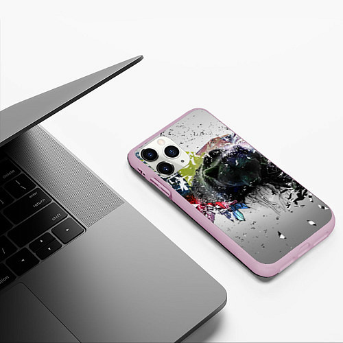 Чехол iPhone 11 Pro матовый Бурый медведь / 3D-Розовый – фото 3
