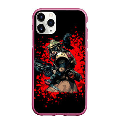 Чехол iPhone 11 Pro матовый Bloodhound 3D Black, цвет: 3D-малиновый