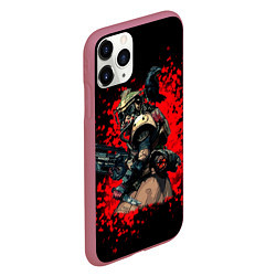 Чехол iPhone 11 Pro матовый Bloodhound 3D Black, цвет: 3D-малиновый — фото 2