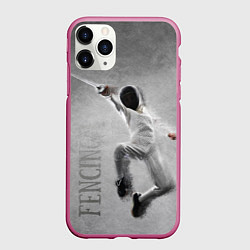 Чехол iPhone 11 Pro матовый Fencing, цвет: 3D-малиновый