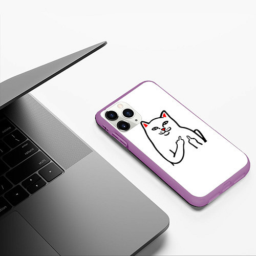 Чехол iPhone 11 Pro матовый Meme Cat / 3D-Фиолетовый – фото 3