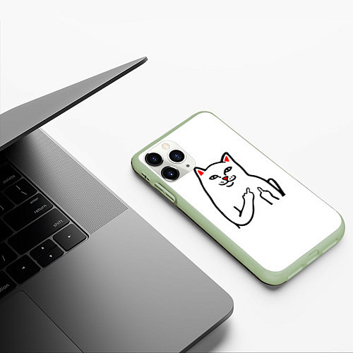 Чехол iPhone 11 Pro матовый Meme Cat / 3D-Салатовый – фото 3