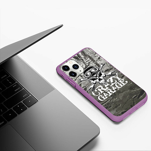 Чехол iPhone 11 Pro матовый Crazy garage / 3D-Фиолетовый – фото 3