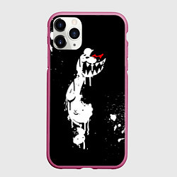 Чехол iPhone 11 Pro матовый Monokuma paint, цвет: 3D-малиновый