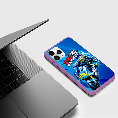 Чехол iPhone 11 Pro матовый Suzuki MotoGP / 3D-Фиолетовый – фото 3