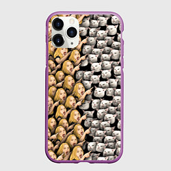 Чехол iPhone 11 Pro матовый Девушки орут на котиков, цвет: 3D-фиолетовый