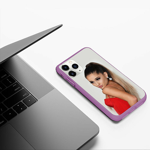 Чехол iPhone 11 Pro матовый Ariana Grande Ариана Гранде / 3D-Фиолетовый – фото 3