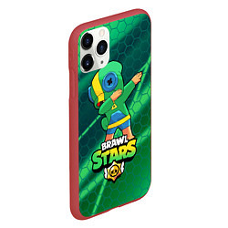 Чехол iPhone 11 Pro матовый Brawl Stars Leon, Dab, цвет: 3D-красный — фото 2