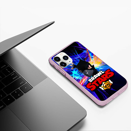 Чехол iPhone 11 Pro матовый Brawl Stars - Crow / 3D-Розовый – фото 3