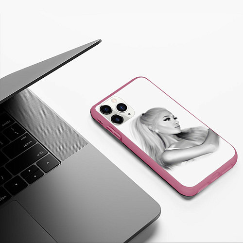 Чехол iPhone 11 Pro матовый Ariana Grande Ариана Гранде / 3D-Малиновый – фото 3