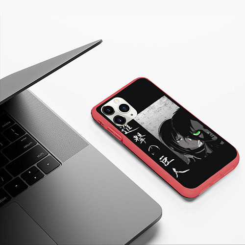 Чехол iPhone 11 Pro матовый Атака Титанов / 3D-Красный – фото 3
