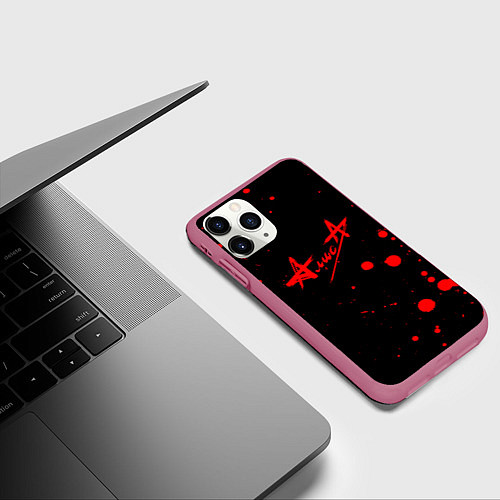 Чехол iPhone 11 Pro матовый АлисА / 3D-Малиновый – фото 3