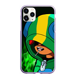 Чехол iPhone 11 Pro матовый Brawl Stars LEON, цвет: 3D-светло-сиреневый