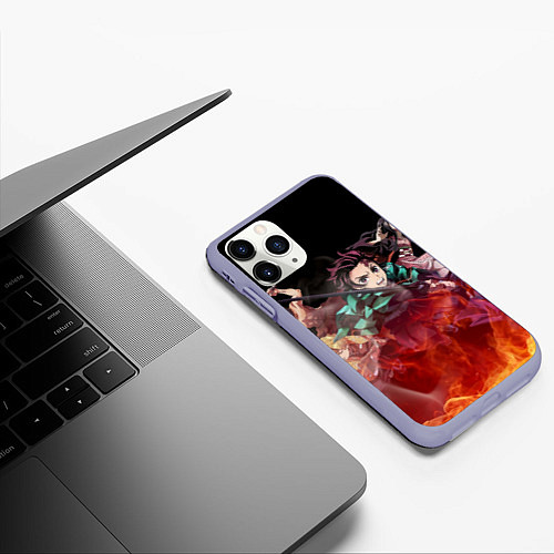 Чехол iPhone 11 Pro матовый KIMETSU NO YAIBA / 3D-Светло-сиреневый – фото 3