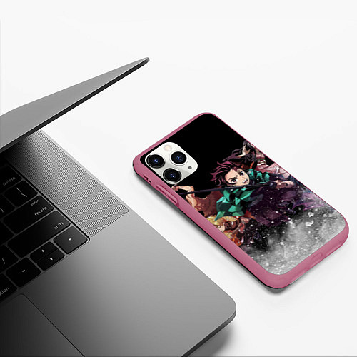 Чехол iPhone 11 Pro матовый KIMETSU NO YAIBA / 3D-Малиновый – фото 3