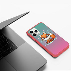 Чехол iPhone 11 Pro матовый Милый лисенок, цвет: 3D-красный — фото 2